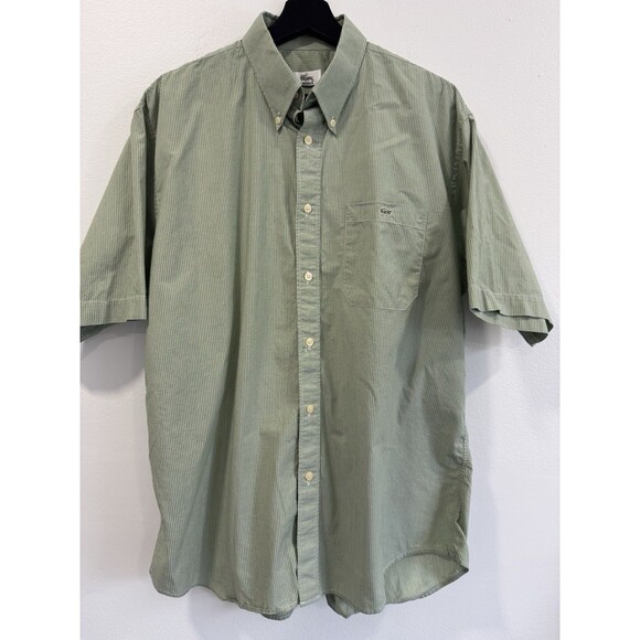 90’s Vintage Lacoste Green Pinstripe Button- Down Men’s Large - Picture 1 of 5